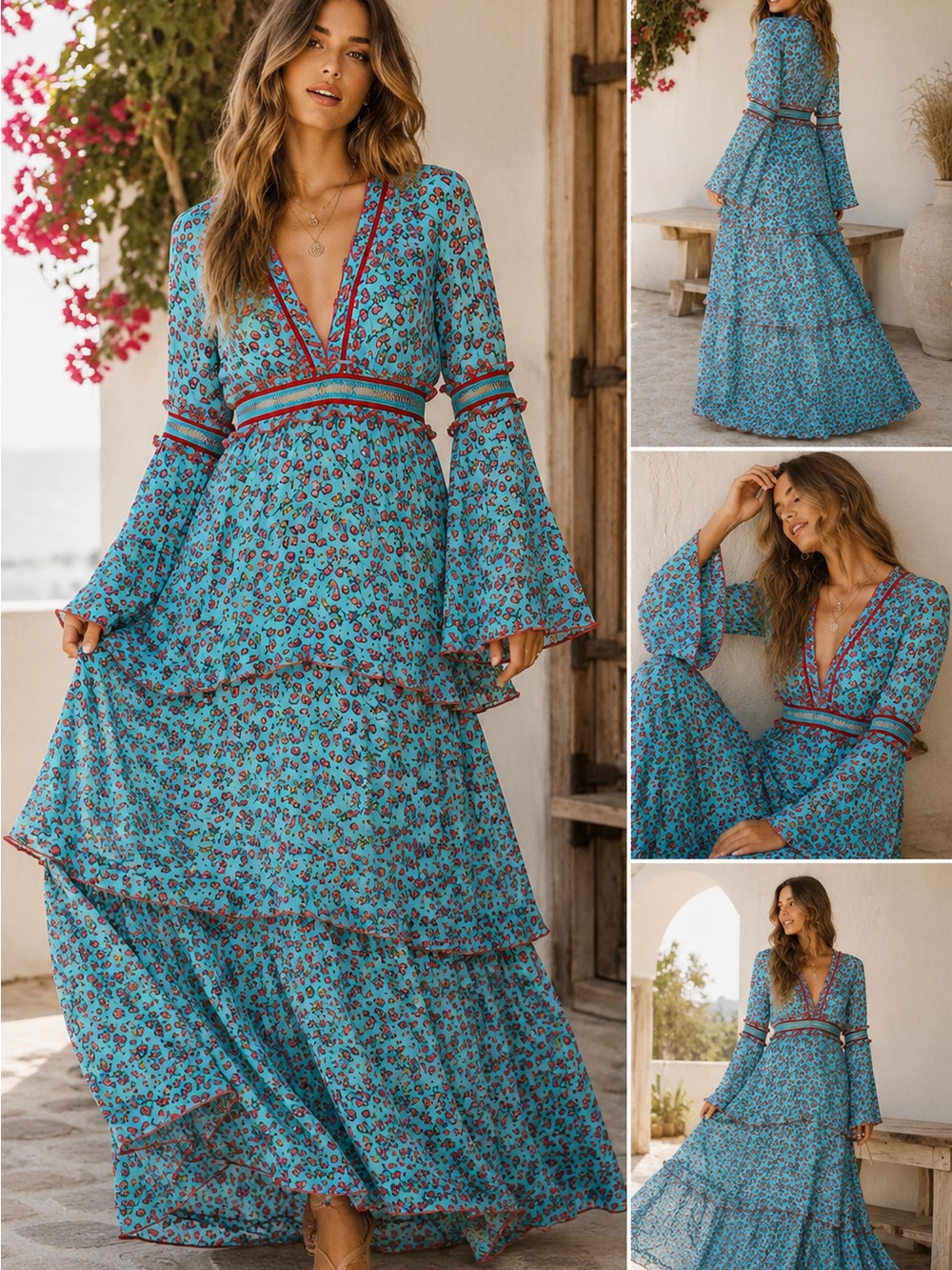NWT Nasty Gal “Never Let Me Go” Floral Tiered Maxi Dress – Size 6